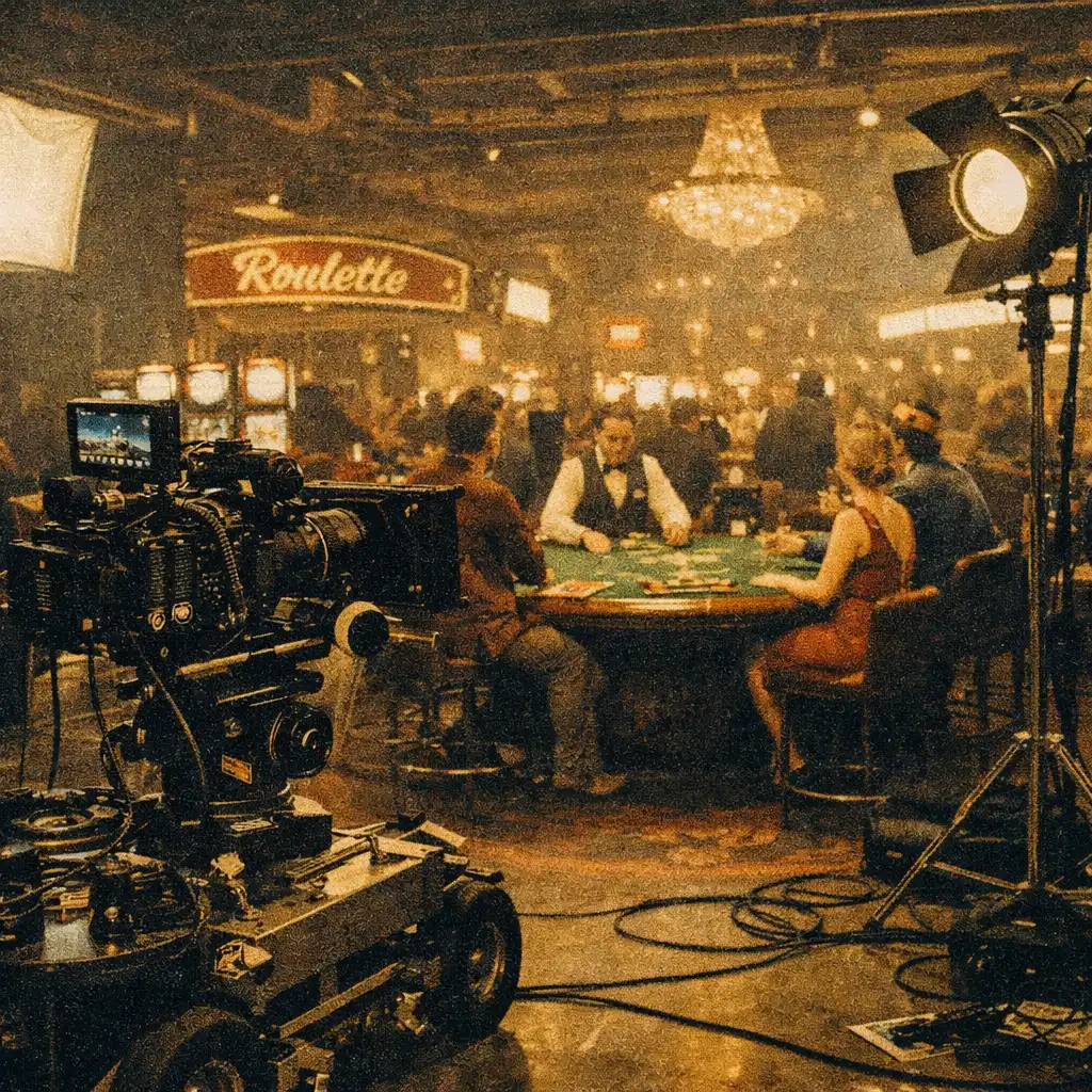 Kulisy planu filmowego przypominającego kasyno