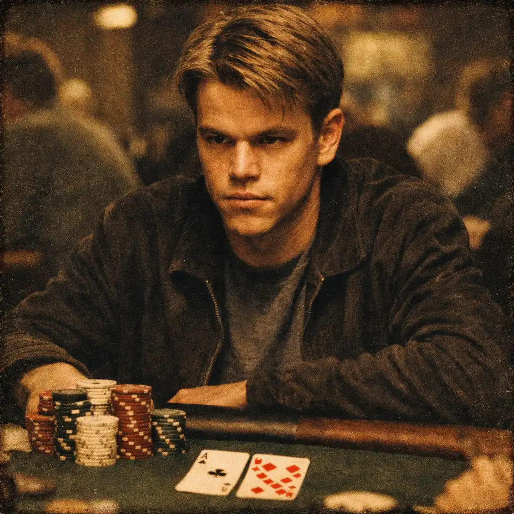 Kadr z filmu Hazardziści: Matt Damon przy pokerowym stole