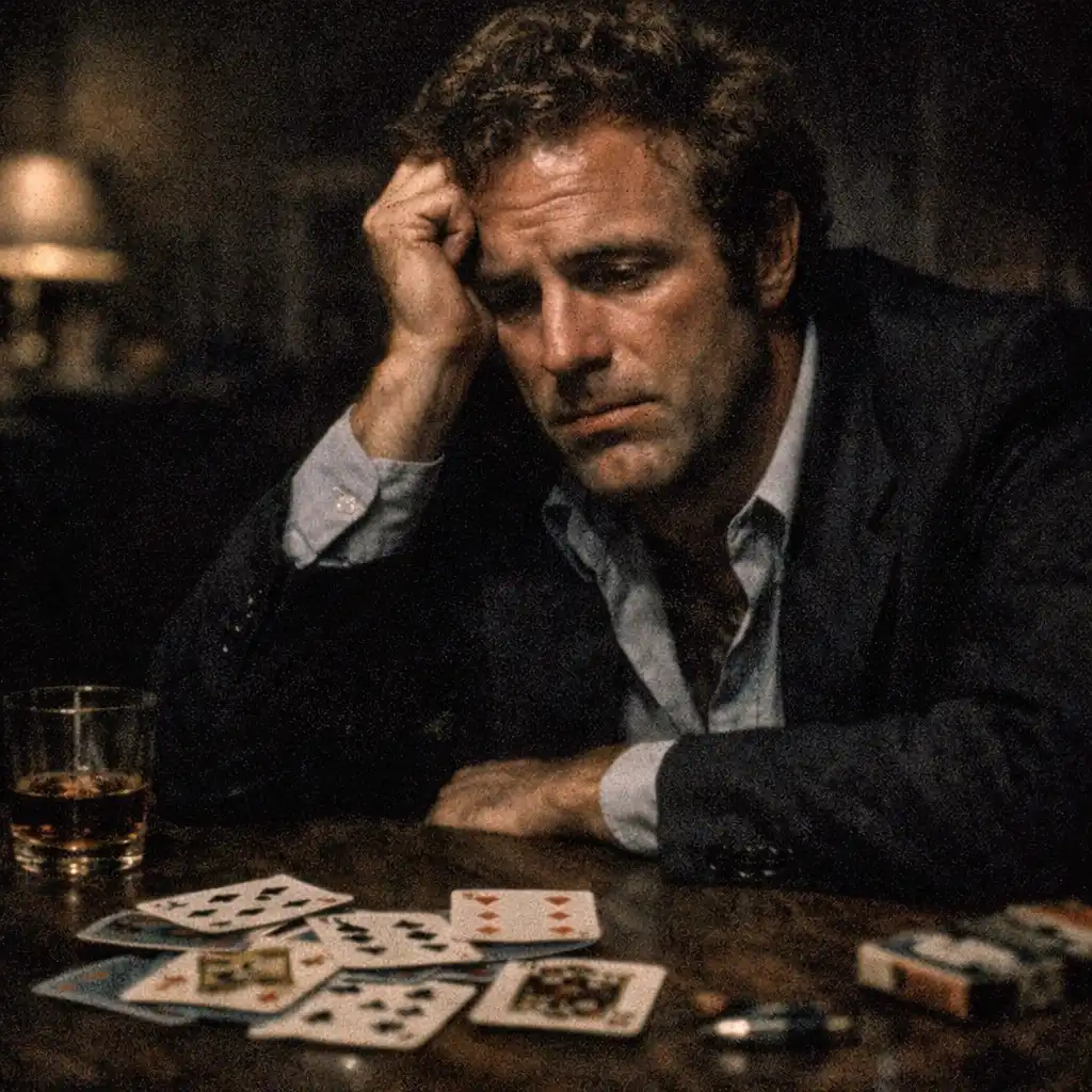 Kadr z filmu Hazardzista: James Caan w mrocznym pokoju
